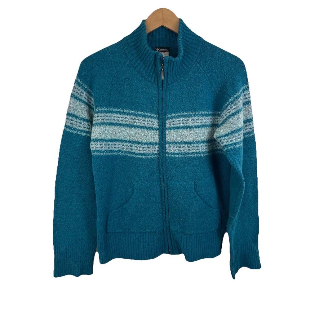 Columbia XCO Y2K Fair Isle Cardigan Sweater Womens S Wool Blend Full Zip Cozy